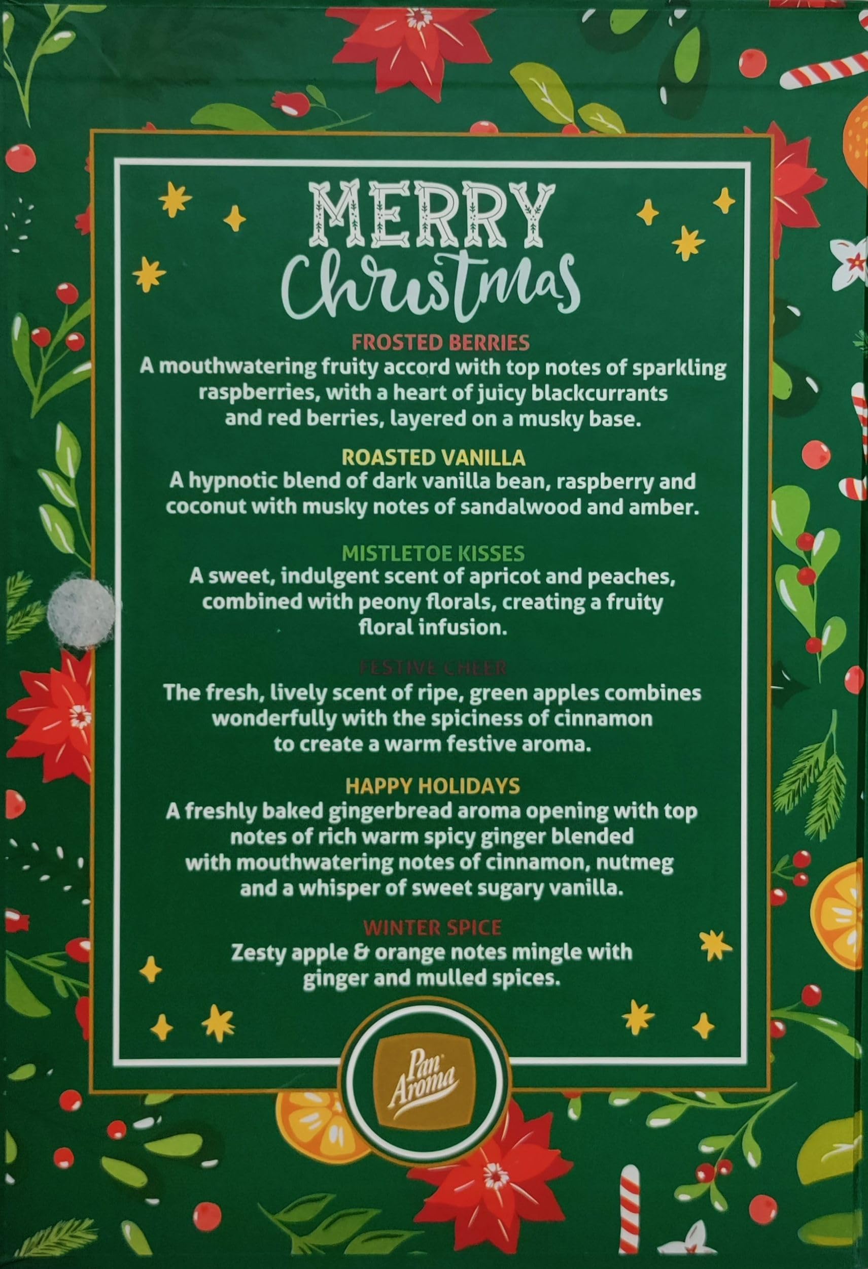 Pan Aroma Christmas Wax Melt Advent Calendar 12 Days Of Wax Melts Assorted Fragrances Spice Berry Vanilla, Green